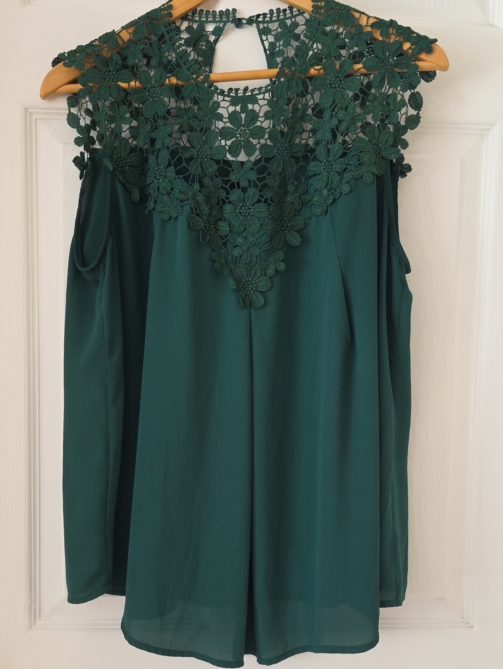 SHEIN Curve Emerald Green Floral Crochet Sleeveless Top 1XL